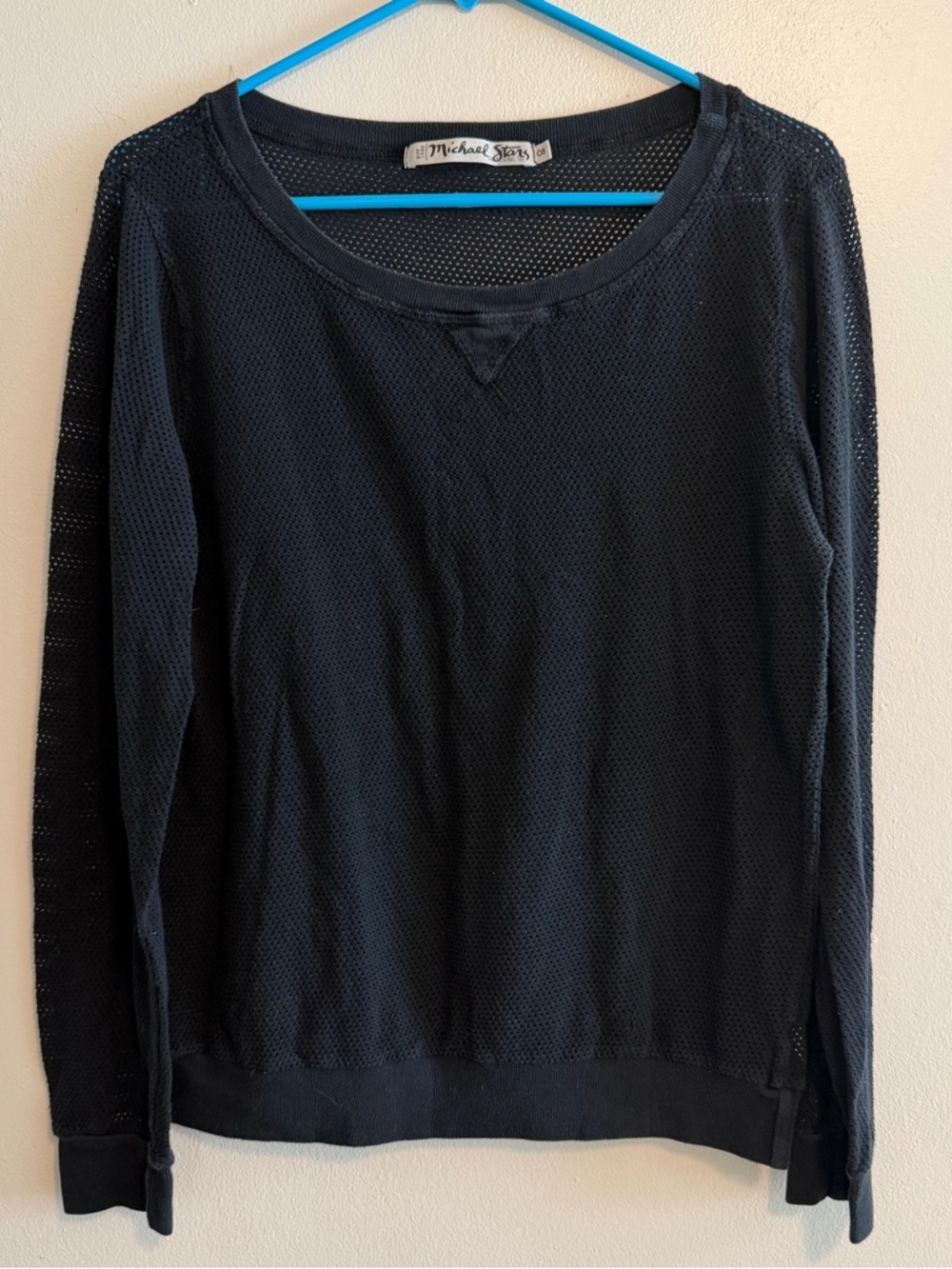 Michael Stars Black Open-Weave Long Sleeve Tee